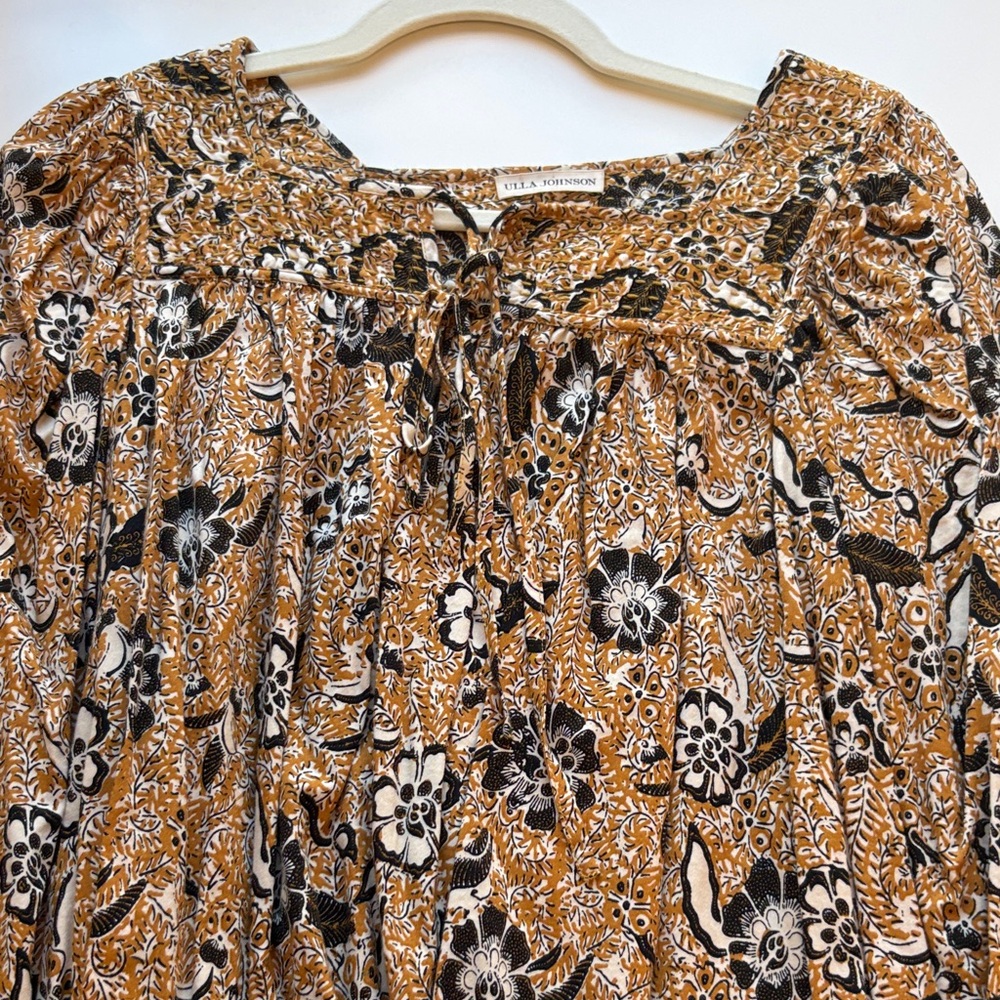Ulla Johnson Floral Blouse in Brown and Black